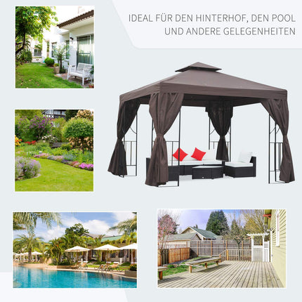 3x3m Gartenpavillon mit Doppel-Dach, UV-Schutz