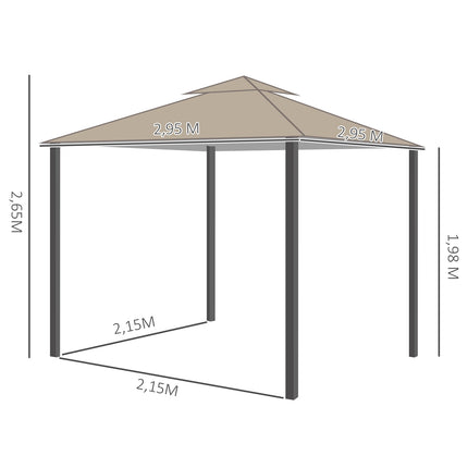 3x3m Gartenpavillon mit Doppel-Dach, UV-Schutz