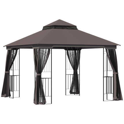 Gartenpavillon Zelt mit Doppeldach, Metall & Polyester, 3m