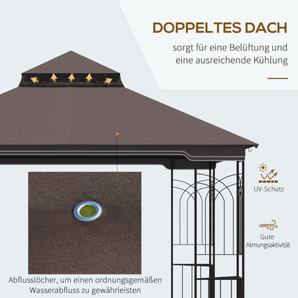 Gartenpavillon Zelt mit Doppeldach, Metall & Polyester, 3m