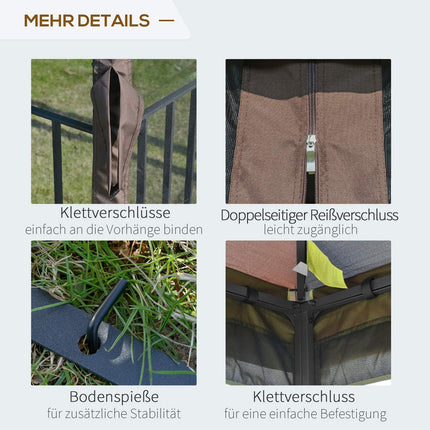 Gartenpavillon Zelt mit Doppeldach, Metall & Polyester, 3m