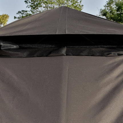 Gartenpavillon Zelt mit Doppeldach, Metall & Polyester, 3m