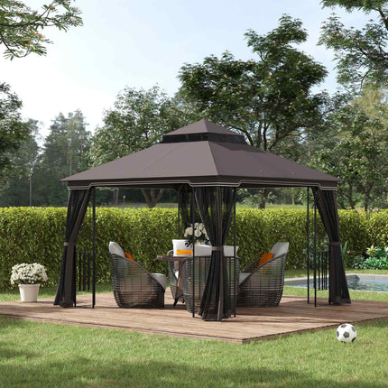 Gartenpavillon Zelt mit Doppeldach, Metall & Polyester, 3m