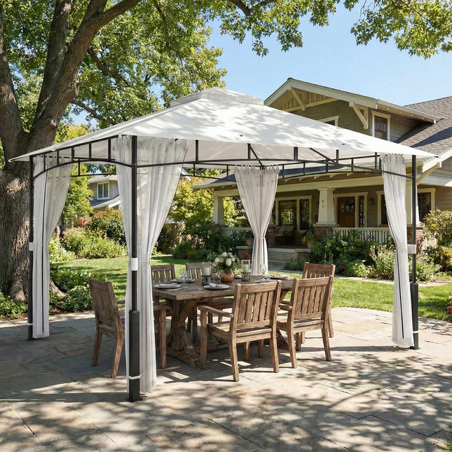 Gartenpavillon mit Doppeldach und Moskitonetz, für 8 Personen