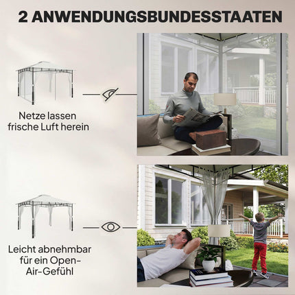 Gartenpavillon mit Doppeldach und Moskitonetz, für 8 Personen