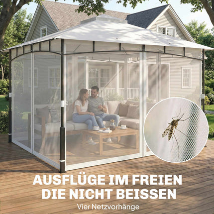 Gartenpavillon mit Doppeldach und Moskitonetz, für 8 Personen