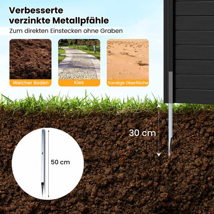 Gartensichtschutzpaneele, 123x123 cm, Schwarz, PVC