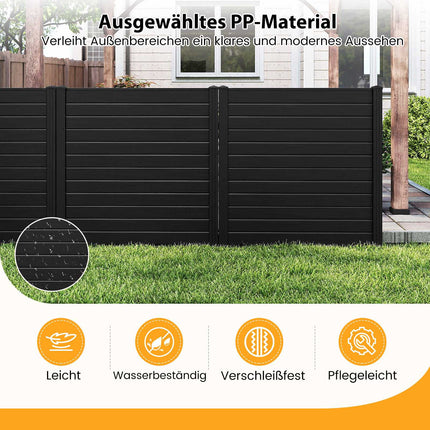 Gartensichtschutzpaneele, 123x123 cm, Schwarz, PVC