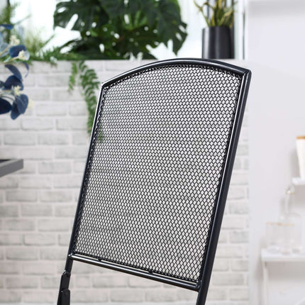 3-teiliges Bistro-Set aus grauem Metall - Tisch und Klappstühle