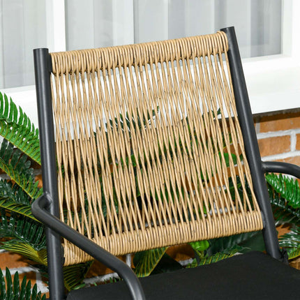 2-person garden set with rattan look, round table, sand cushions