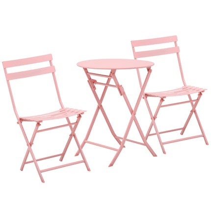 Balkon-Bistro-Set – Klapptisch und 2 Stühle, Rosa