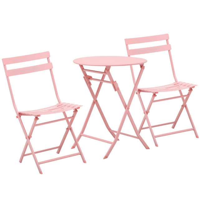 Balkon-Bistro-Set – Klapptisch und 2 Stühle, Rosa