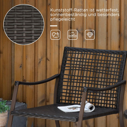 Tuinset Voor 2 Personen Schommelstoelenset Met Kussen Rotan Bruin + Wit