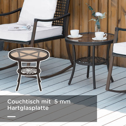 Tuinset Voor 2 Personen Schommelstoelenset Met Kussen Rotan Bruin + Wit
