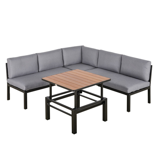 Gartenmöbel-Set aus Aluminium für 4 Personen mit Kissen