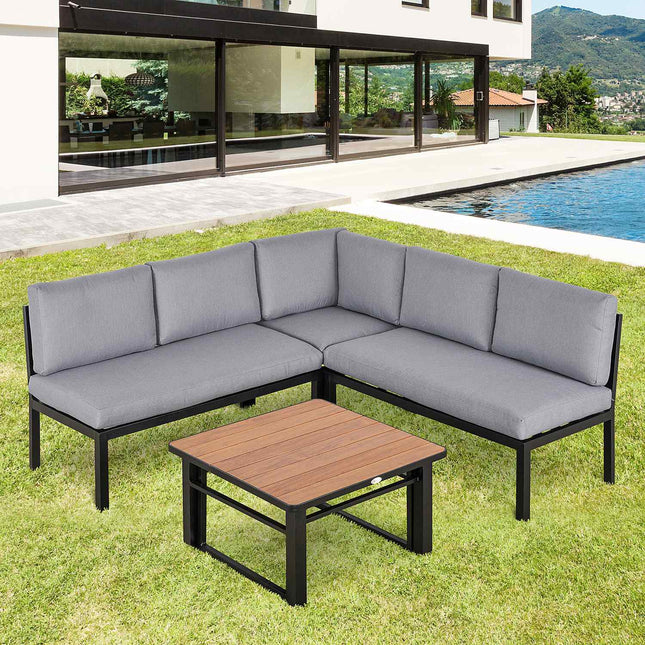 Gartenmöbel-Set aus Aluminium für 4 Personen mit Kissen