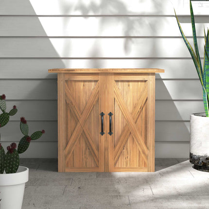 Garden Shed, Double Doors, Natural Wood, 77x55x72 cm, Brown
