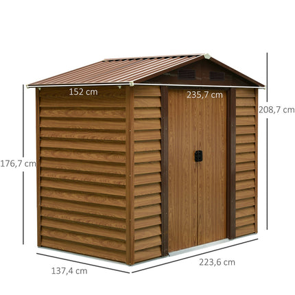 Gartengeräteschuppen für draußen, Holzmaserungsoptik, 152x236x209 cm