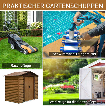 Gartengeräteschuppen für draußen, Holzmaserungsoptik, 152x236x209 cm