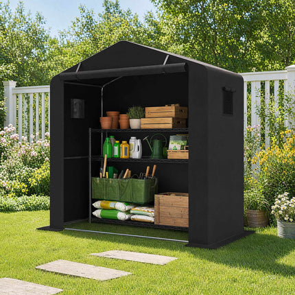 Tuinschuur met ritssluiting, gegalvaniseerd frame, 190x95x194 cm