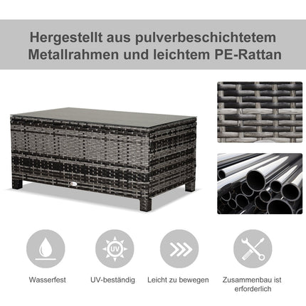 Outdoor coffee table - Polyrattan, Grey, 85 x 50 x 39 Cm