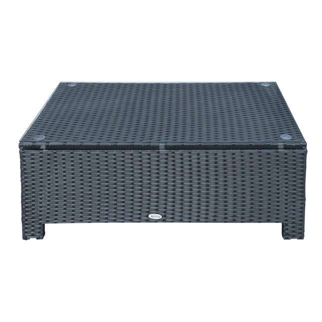 Gartencouchtisch aus Polyrattan, wetterfest, schwarz 85x50x39 cm