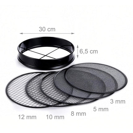 Zahradní síto 5 v 1, sada, nerezová ocel, Ø 30 cm