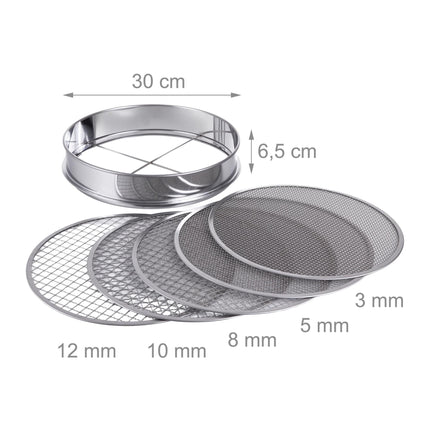 Gartensieb 5-in-1 Set, Edelstahl, Ø 30 cm