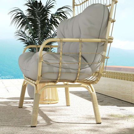 2-Sitzer-Rattan-Gartensofa, Polsterauflagen, hellgrau