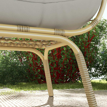 2-Sitzer-Rattan-Gartensofa, Polsterauflagen, hellgrau