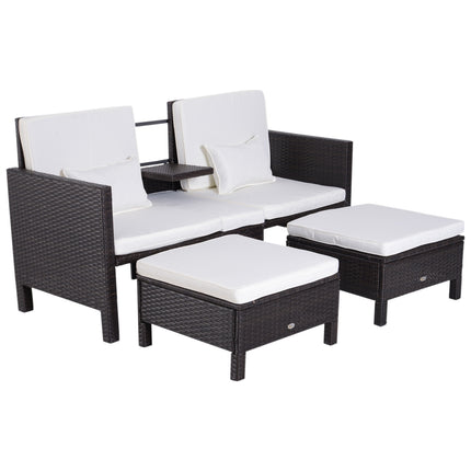 Braune Polyrattan-Gartensitzgruppe mit Kissen