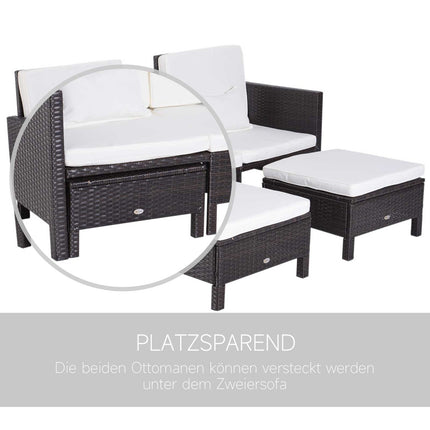 Braune Polyrattan-Gartensitzgruppe mit Kissen