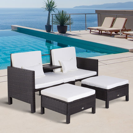 Braune Polyrattan-Gartensitzgruppe mit Kissen