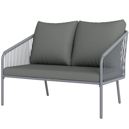 Outdoor-Rattan-2-Sitzer-Sofa mit Kissen, grau