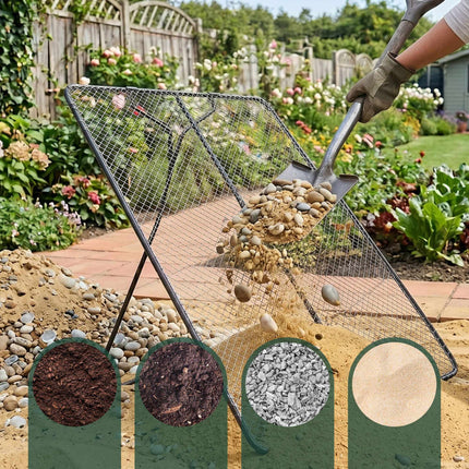 Garden Soil Sieve 100 x 80 cm with Galvanised Mesh, Anthracite, Silver