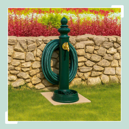 Gartenstehbrunnen, 83 cm – Wasserhahn, Becken, Schlauchhalterung