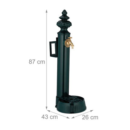 Gartenstehbrunnen, 83 cm – Wasserhahn, Becken, Schlauchhalterung