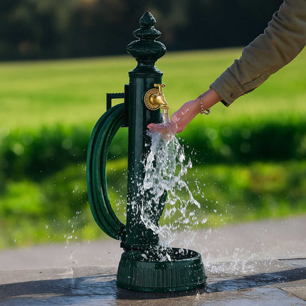 Gartenstehbrunnen, 83 cm – Wasserhahn, Becken, Schlauchhalterung