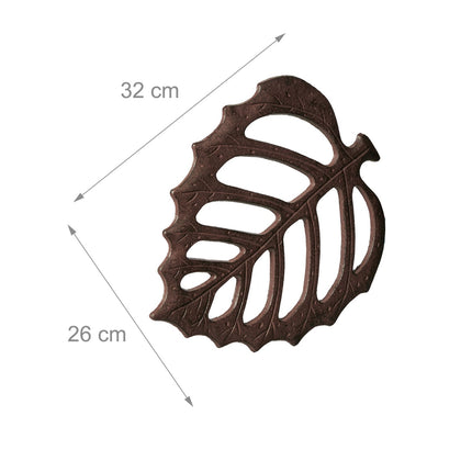 Garden Step Stone, Leaf Shape, Brown, Cast Iron