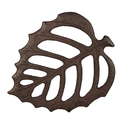 Garden Step Stone, Leaf Shape, Brown, Cast Iron