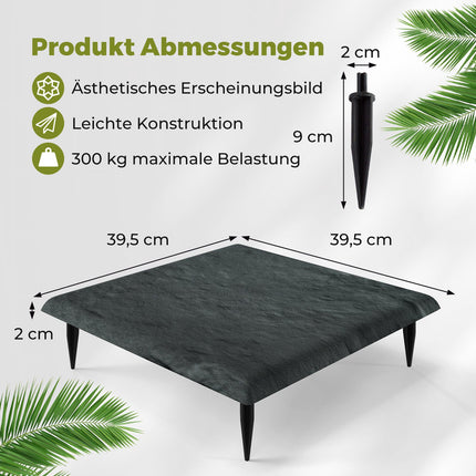 Garden Stepping Stones Set, 8 Pieces, 39.5 cm, Grey