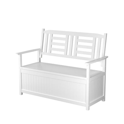 Garden Storage Bench 185L, Poplar Wood, White