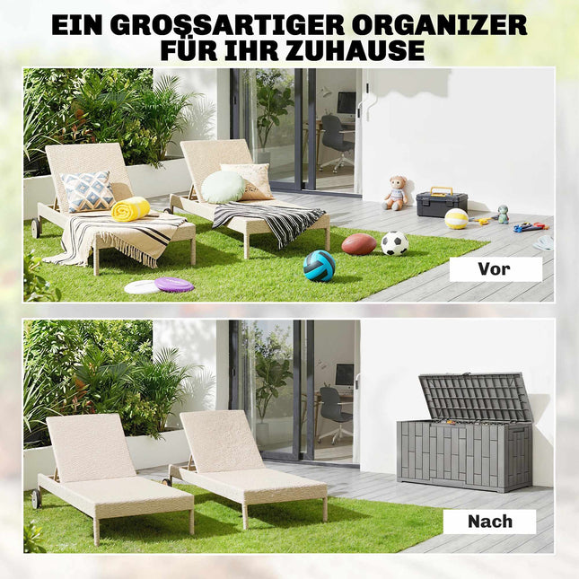 Gartenbox, 227L, wasserdicht, abschließbar, Grau