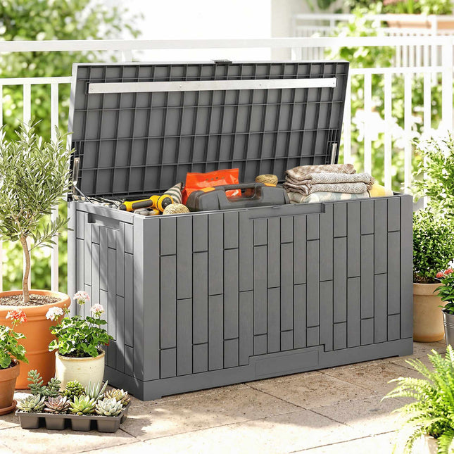 Gartenbox, 379L, wasserdicht, abschließbar, Grau