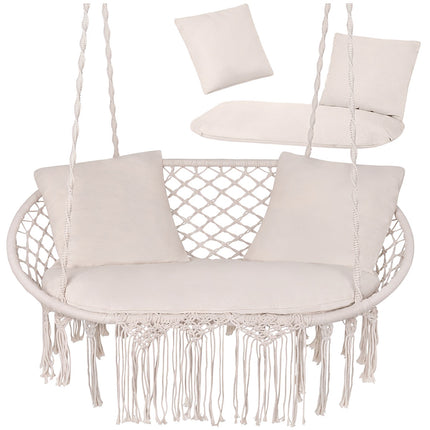 Gartenschaukelauflagen-Set für 2 Personen, Creme, Polyester-Baumwolle