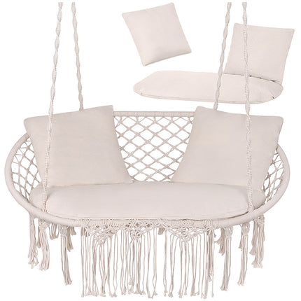 Gartenschaukelauflagen-Set für 2 Personen, Creme, Polyester-Baumwolle