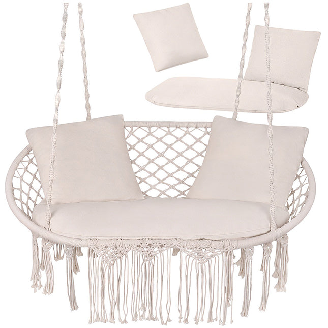 Gartenschaukelauflagen-Set für 2 Personen, Creme, Polyester-Baumwolle