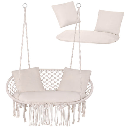 Gartenschaukelauflagen-Set für 2 Personen, Creme, Polyester-Baumwolle