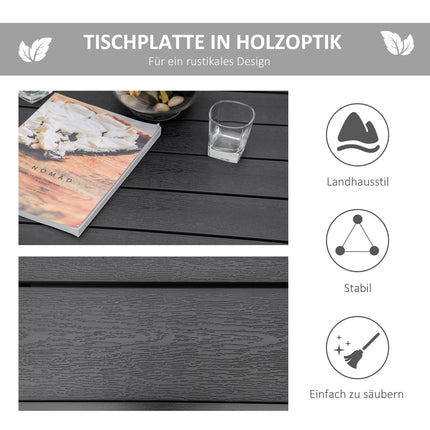 Kompakter Esstisch für 4 Personen im Freien – Schwarz eloxiertes Aluminium 80x80x74 cm