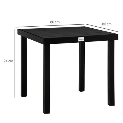 Kompakter Esstisch für 4 Personen im Freien – Schwarz eloxiertes Aluminium 80x80x74 cm
